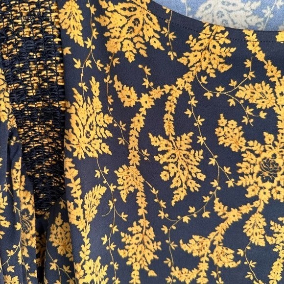 ANN TAYLOR Peppercorn Floral Lydia Boatneck Puff Sleeve Ladies Career Top, M - Picture 7 of 7